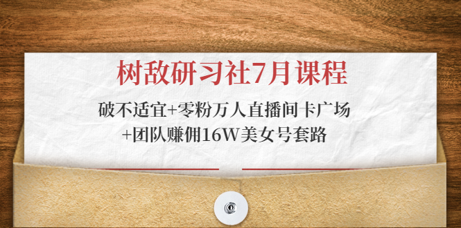 树敌研习社7月课程：破不适宜+零粉万人直播间卡广场+团队赚佣16W美女号套路-大兵轻创资源库