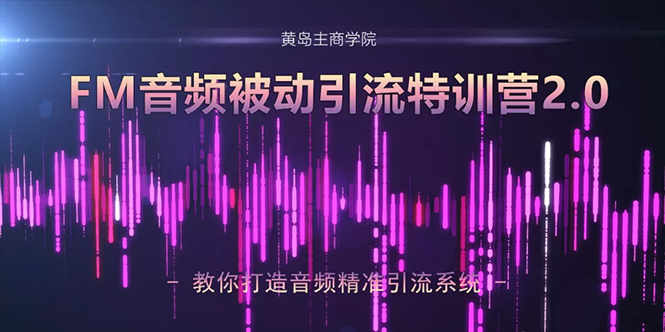 黄岛主·FM音频引流特训营2.0：独家引流模式，单账号50W+播放量，轻松变现-大兵轻创资源库