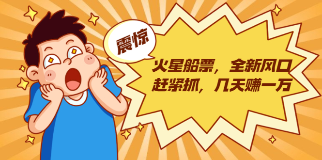 火星船票，全新风口赶紧抓，几天赚一万+摆地摊卖尾货月入一万（5个项目）-大兵轻创资源库