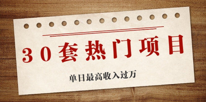 30套热门项目：单日最高收入过万 (网赚项目、朋友圈、涨粉套路、抖音、快手)等-大兵轻创资源库