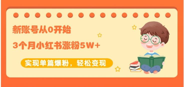 生财小红书涨粉变现：新账号从0开始3个月小红书涨粉5W+实现单篇爆粉-大兵轻创资源库