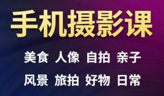手机摄影一次学透，教程内容包括：美食、人像、自拍、风景、好物等-大兵轻创资源库