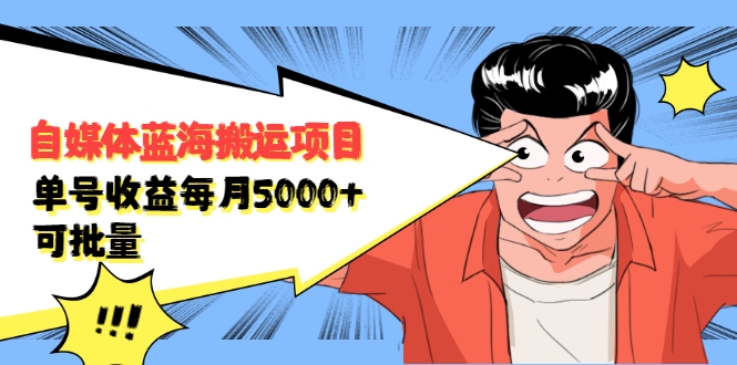 自媒体蓝海搬运项目：单号收益每月基本都可以达到5000+，可批量-大兵轻创资源库