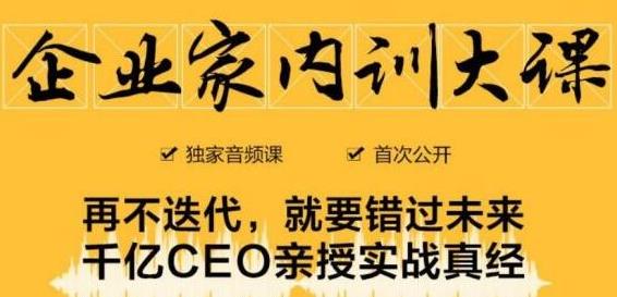 企业家内训大课，未来企业必学经验，价值1299元-大兵轻创资源库