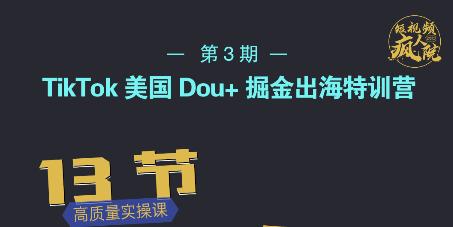 TikTok美国Dou+掘金出海特训营，美国dou+成功投放95%-大兵轻创资源库
