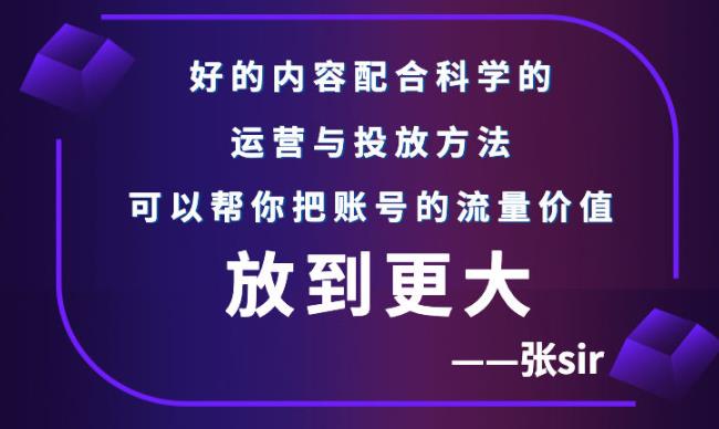 张sir账号流量增长课，告别海王流量，让你的流量更精准-大兵轻创资源库