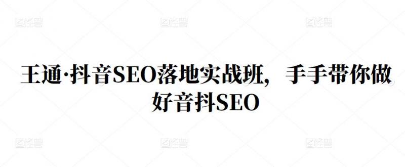 王通·抖音SEO落地实战班，手‬手带你做好音抖‬‬SEO-大兵轻创资源库