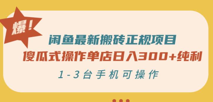闲鱼最新搬砖正规项目：傻瓜式操作单店日入300+纯利，1-3台手机可操作-大兵轻创资源库