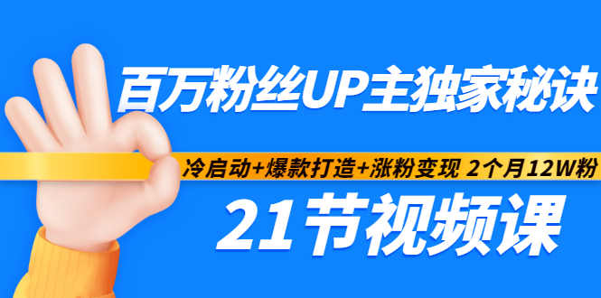 百万粉丝UP主独家秘诀：冷启动+爆款打造+涨粉变现2个月12W粉（21节视频课)-大兵轻创资源库