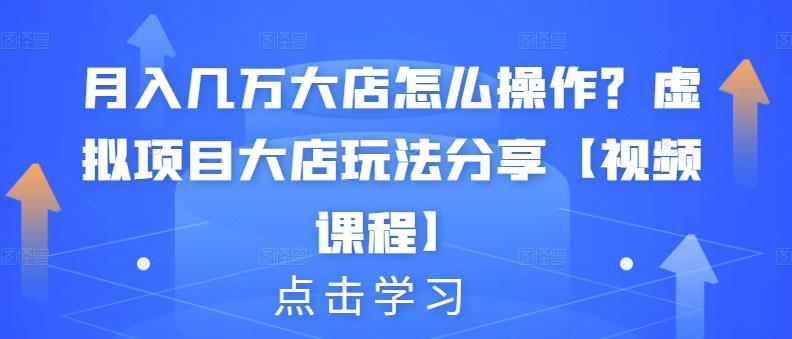 月入几万大店怎么操作？虚拟项目大店玩法分享【视频课程】-大兵轻创资源库