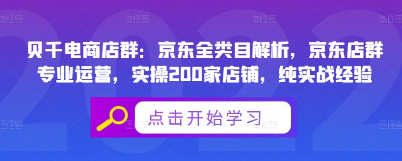 贝千电商店群：京东全类目解析，京东店群专业运营，实操200家店铺，纯实战经验-大兵轻创资源库