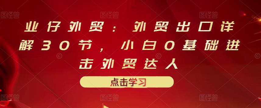 业仔外贸：外贸出口详解30节，小白0基础进击外贸达人 价值666元-大兵轻创资源库