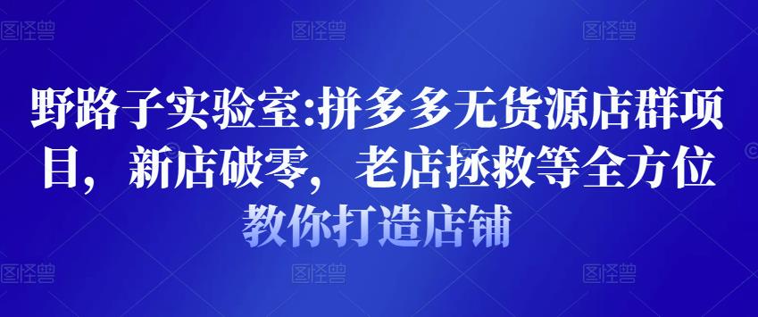 野路子实验室:拼多多无货源店群项目，新店破零，老店拯救等全方位教你打造店铺-大兵轻创资源库