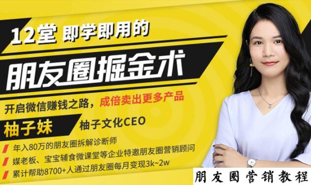 【营销必学】12堂学之即用的朋友圈掘金术：开启你的副业赚钱之路-大兵轻创资源库