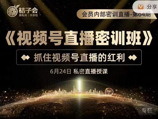 桔子会《视频号直播密训班》，抓住视频号直播的红利 价值12800-大兵轻创资源库