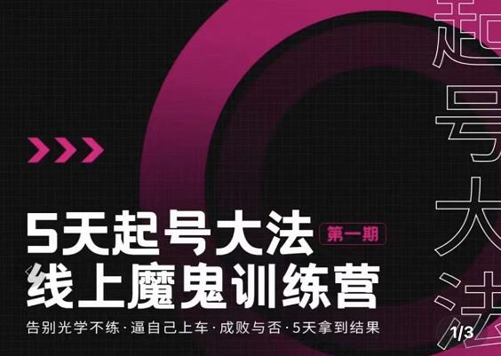 大播·五天起号魔鬼训练营，告别光学不练，逼自己上车，成败与否，5天拿到结果-大兵轻创资源库