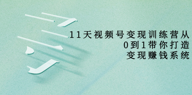 11天视频号变现训练营，从0到1打造变现赚钱系统（价值398元）-大兵轻创资源库