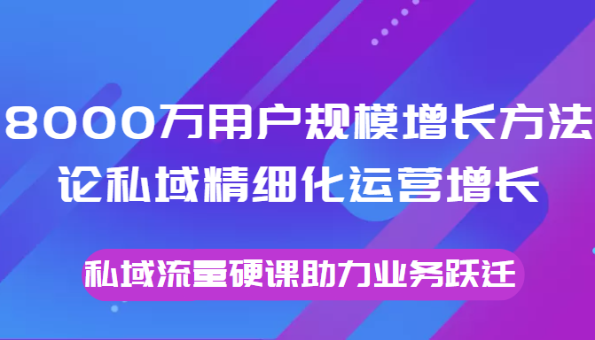 8000万用户规模增长方法论私域精细化运营增长，私域流量硬课助力业务跃迁-大兵轻创资源库