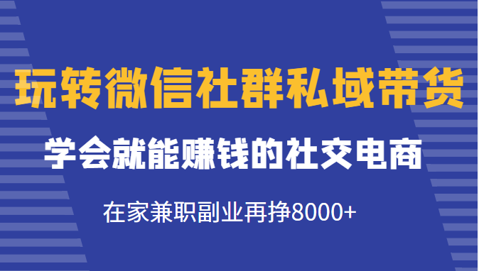 玩转微信社群私域带货，学会就能赚钱的社交电商，在家兼职副业再挣8000+-大兵轻创资源库