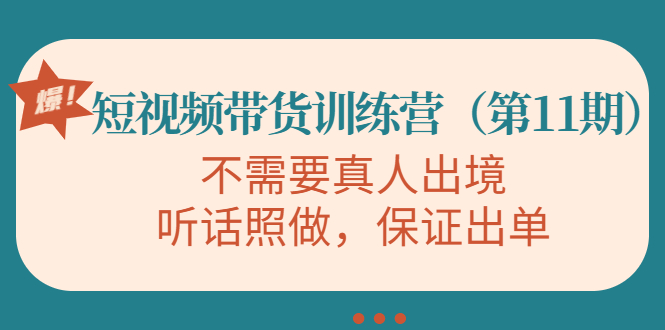 视频带货训练营，不需要真人出境，听话照做，保证出单（第11期）-大兵轻创资源库
