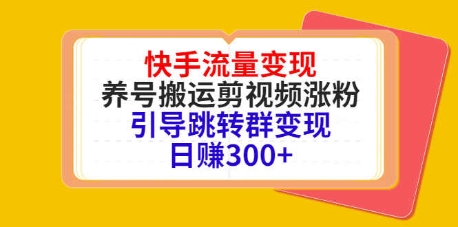 快手流量变现，养号搬运剪视频涨粉，引导跳转群变现日赚300+-大兵轻创资源库