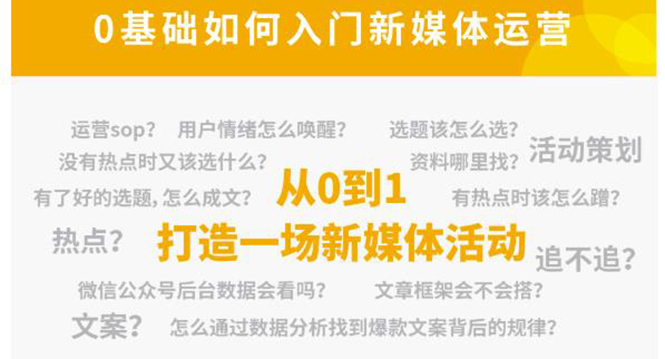 新媒体运营系列课，课程零基础入门，解锁高薪职业必备的四项技能-大兵轻创资源库