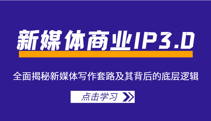 新媒体商业IP3.0，全面揭秘新媒体写作套路及其背后的底层逻辑（价值1299元）-大兵轻创资源库