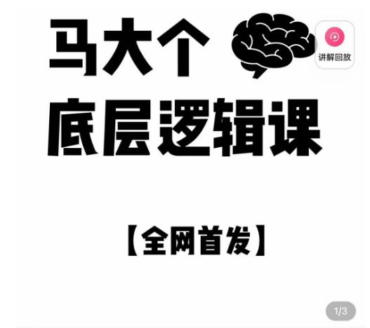 马大个·底层逻辑课，51节底层逻辑智慧课-价值1980元-大兵轻创资源库