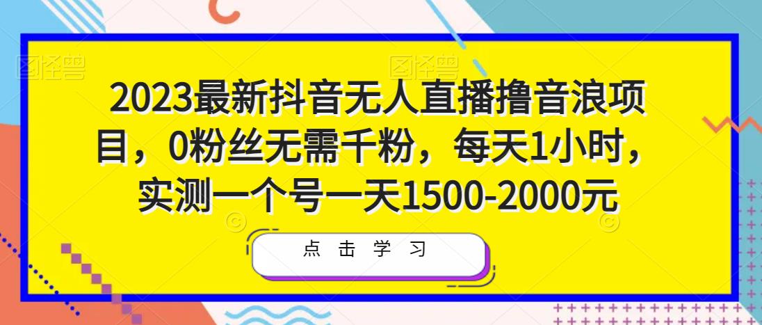 2023最新抖音无人直播撸音浪项目，0粉丝无需千粉，每天1小时，实测一个号一天1500-2000元-大兵轻创资源库