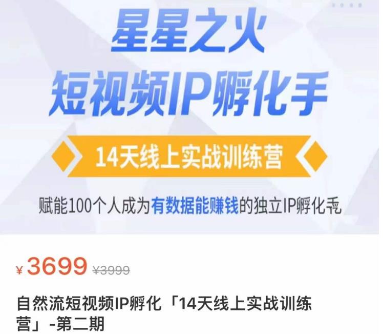 瑶瑶·自然流短视频IP孵化第二期，14天线上实战训练营，赋能100个人成为有数据能赚钱的独立IP孵化手-大兵轻创资源库