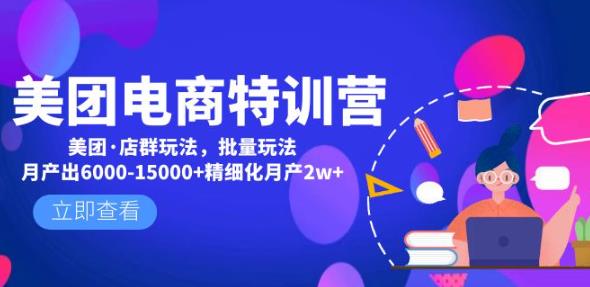 美团电商特训营：美团·店群玩法，无脑铺货月产出6000-15000+精细化月产2w+-大兵轻创资源库