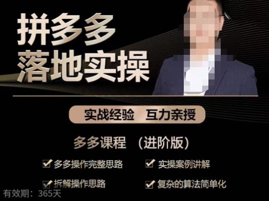 拼多多实战篇·落地实操：多多操作完整思路+实操案例讲解+拆解操作思路+复杂的算法简单化-大兵轻创资源库