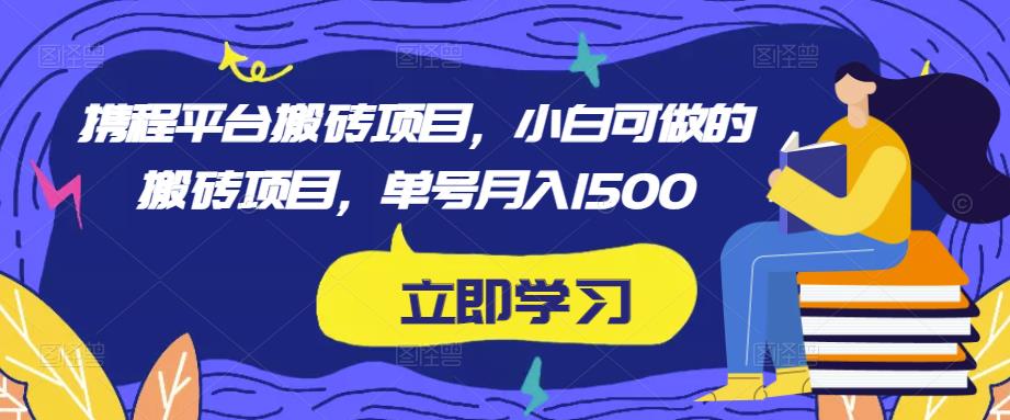 携程平台搬砖项目，小白可做的搬砖项目，单号月入1500-大兵轻创资源库