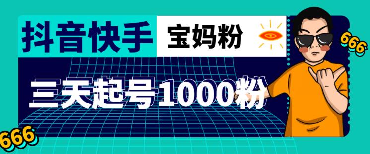 抖音快手三天起号涨粉1000宝妈粉丝的核心方法【详细玩法教程】-大兵轻创资源库