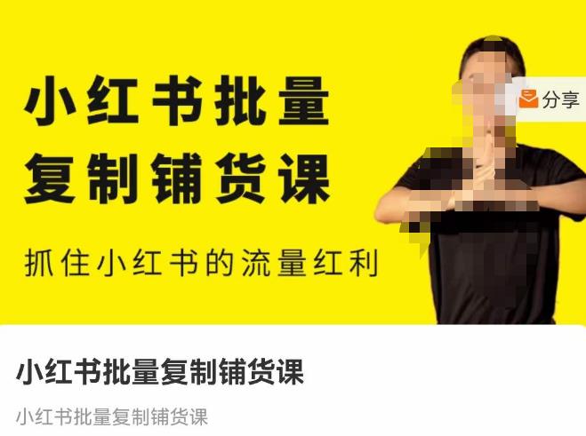 张宾·小红书批量复制铺货课，抓住小红书的流量红利 （更新2023年2月）-大兵轻创资源库
