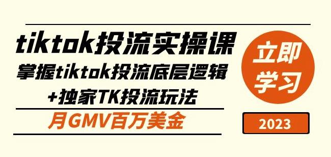 tiktok投流实操课：掌握tiktok投流底层逻辑+独家TK投流玩法月GMV百万美金-大兵轻创资源库