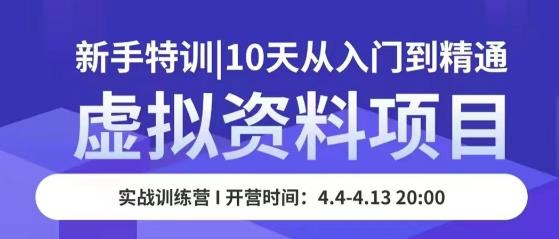 虚拟资料项目新手特训，10天从入门到精通，保姆级实操教学-大兵轻创资源库