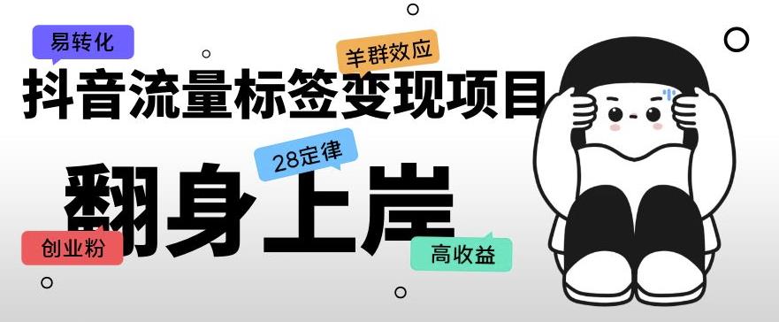 抖音流量标签变现项目，抖音创业粉轻松转化，单价高收益简单-大兵轻创资源库