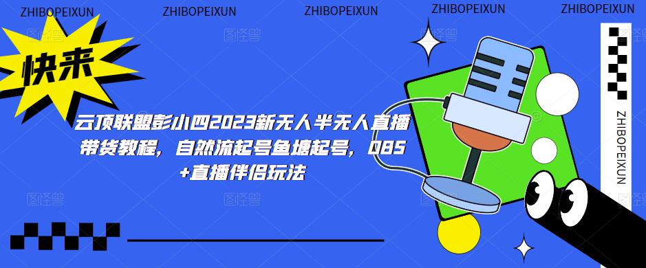 云顶联盟彭小四2023新无人半无人直播带货教程，自然流起号鱼塘起号，OBS+直播伴侣玩法-大兵轻创资源库