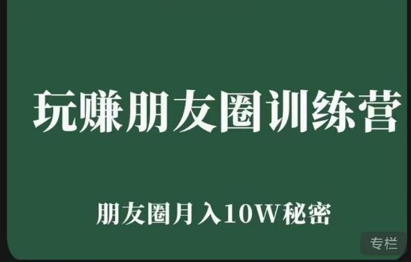 玩赚朋友圈系统课，朋友圈月入10W的秘密，​7天系统图文课程-大兵轻创资源库