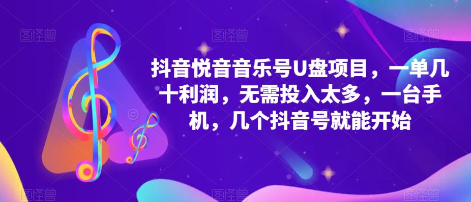 抖音音乐号U盘项目，一单几十利润，无需投入太多，一台手机，几个抖音号就能开始-大兵轻创资源库