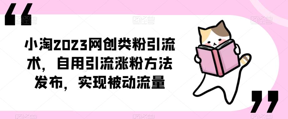 ​小淘2023网创类粉引流术，自用引流涨粉方法发布，实现被动流量-大兵轻创资源库