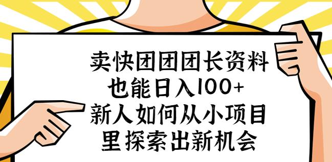卖快团团团长资料也能日入100+新人如何从小项目里探索出新机会-大兵轻创资源库