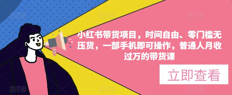 小红书带货项目，时间自由、零门槛无压货，一部手机即可操作，普通人月收过万的带货课-大兵轻创资源库