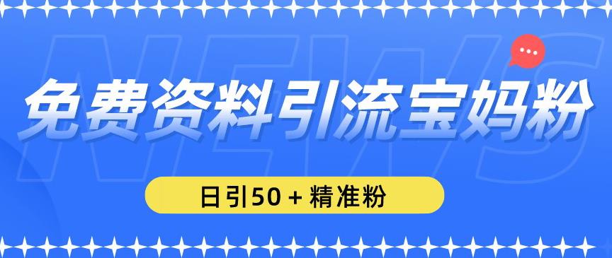 免费资料引流宝妈粉，日引50+精准粉【揭秘】-大兵轻创资源库