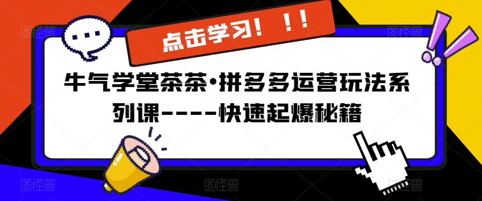 牛气学堂茶茶•拼多多运营玩法系列课—-快速起爆秘籍【更新】-大兵轻创资源库
