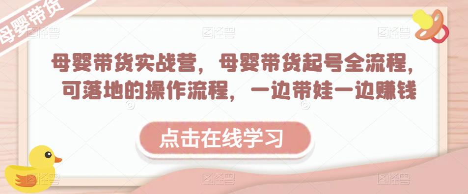 母婴带货实战营，母婴带货起号全流程，可落地的操作流程，一边带娃一边赚钱（附素材）-大兵轻创资源库