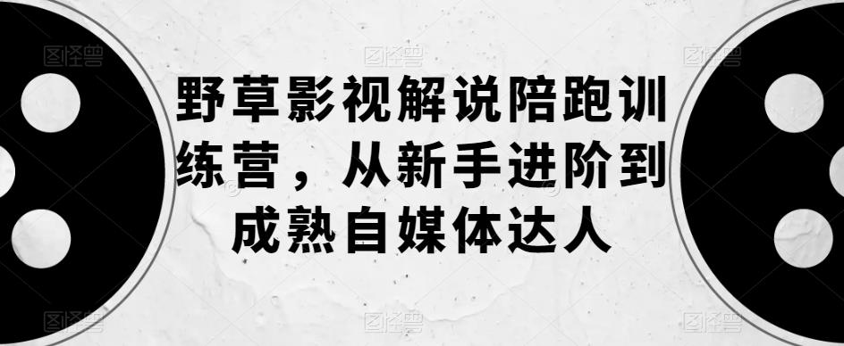 野草影视解说陪跑训练营，从新手进阶到成熟自媒体达人-大兵轻创资源库