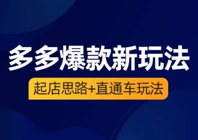 海神·多多爆款新玩法，​起店思路+直通车玩法（3节精华课）-大兵轻创资源库