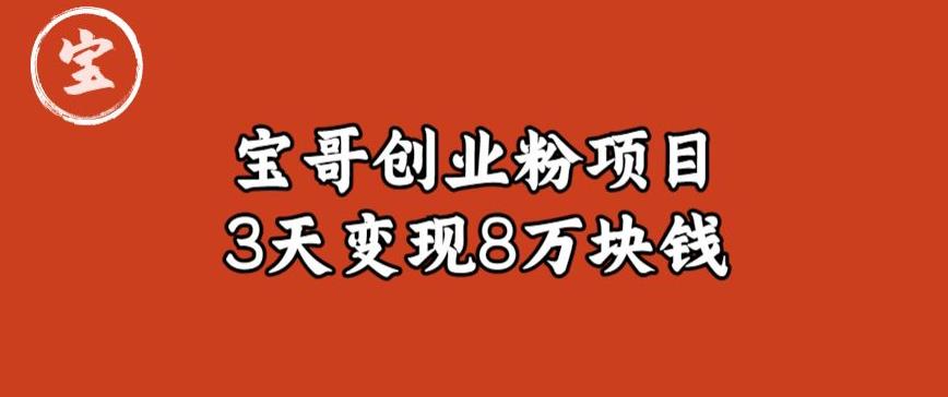 宝哥IP图文创业粉引流项目实战分享：单个账号3天涨粉1万，变现8万块钱（图文教程）【揭秘】-大兵轻创资源库